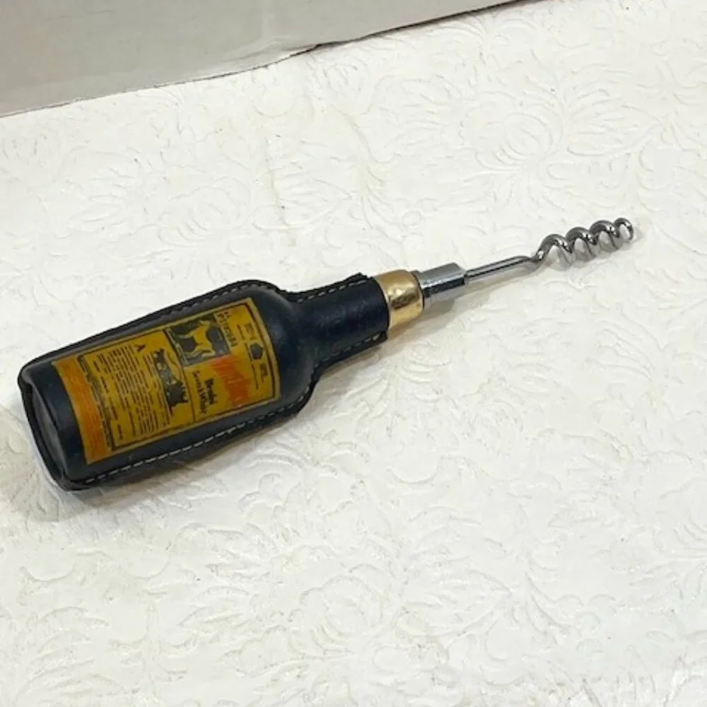 VTG Leather Wine Opener Corkscrew White Horse Blended Scotch Advertising 6.5